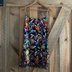 Colorful Sequin Floral Dress